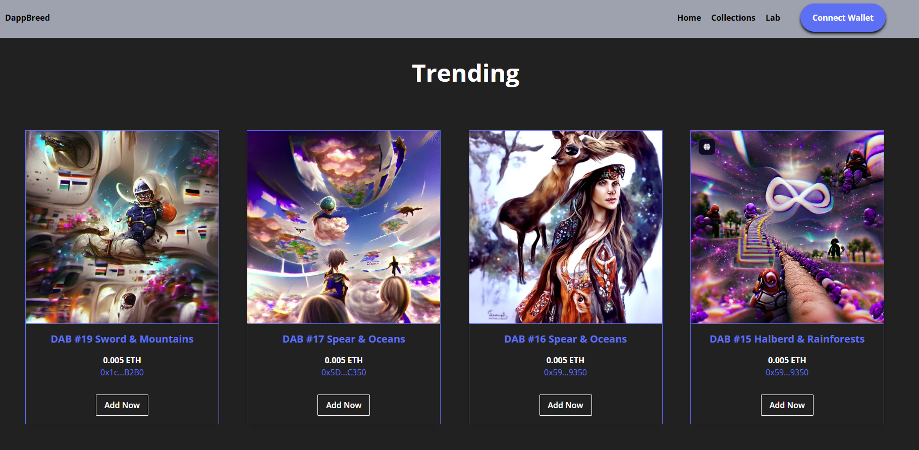 Web3 NFT Cross-Breeding Dapp